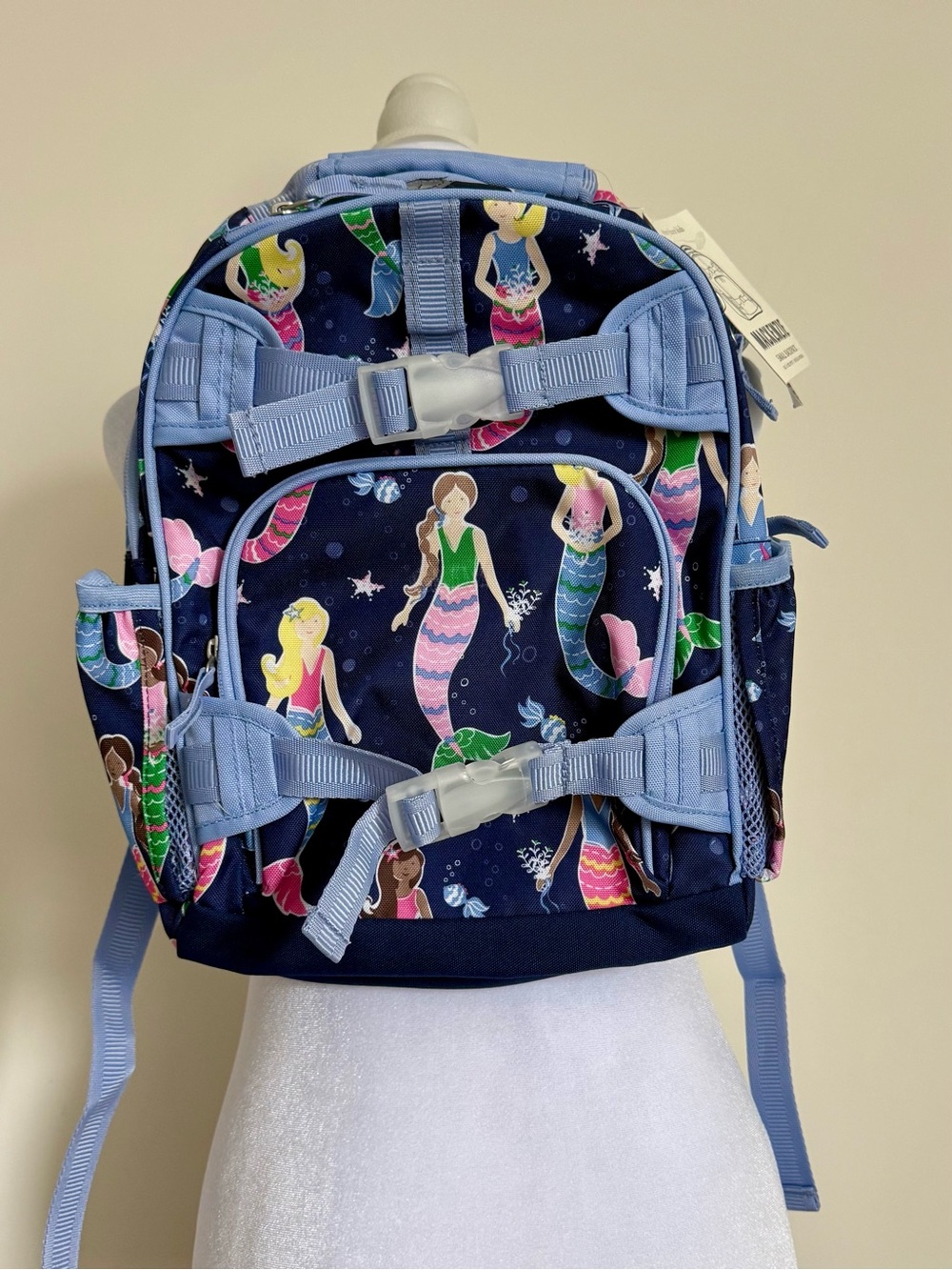 Pottery Barn Kids Navy Mermaid MacKenzie Mini Backpack with Light Blue Trim